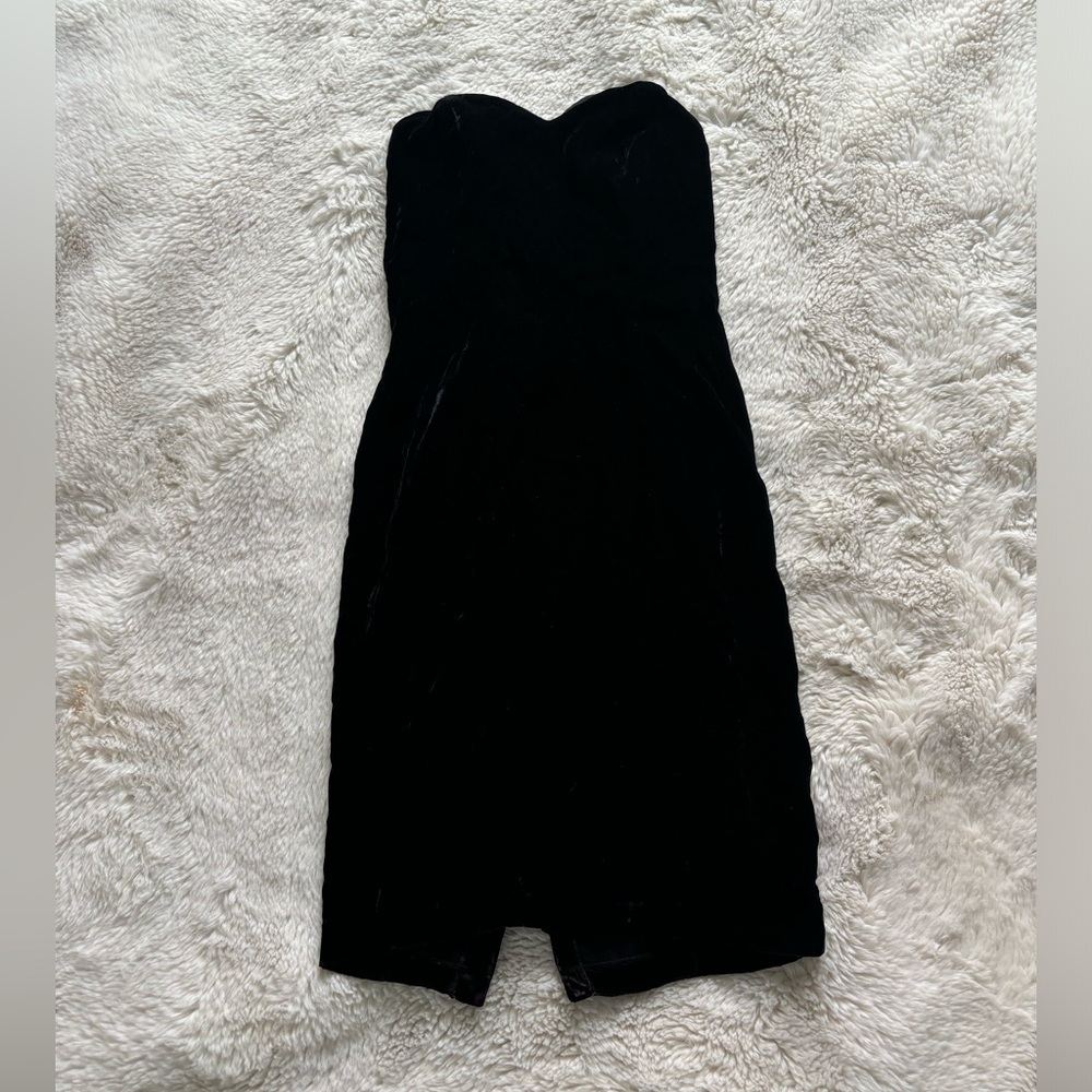 VTG 90s Zum Zum Elegant Black Velvet Strapless mini Dress